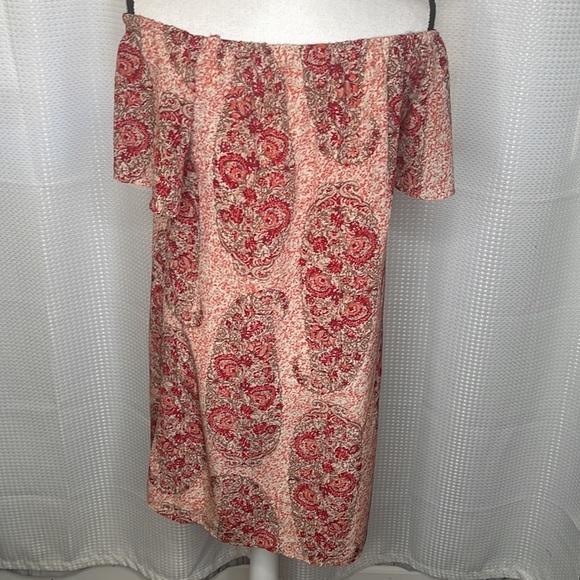 Madewell Silk Off Shoulder Dress Paisley Print Lined Sz M - Picture 7 of 11